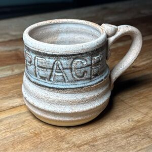 Studio Art Pottery MUG w/ “Peace” - Handmade Nice!